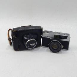 Petri 7 Green-O-Matic System Rangefinder 35mm Film Camera w/ Lens & Leather Case