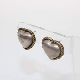 Taxco Sterling Silver Puffed Heart Stud Earrings alternative image