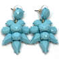 Designer J. Crew Gold-Tone Blue Crystal Cut Stone Leaf Shape Drop Earrings image number 3