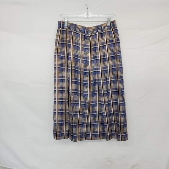 Geiger Vintage Blue & Taupe Pleated Lined Skirt WM Size 42 image number 1