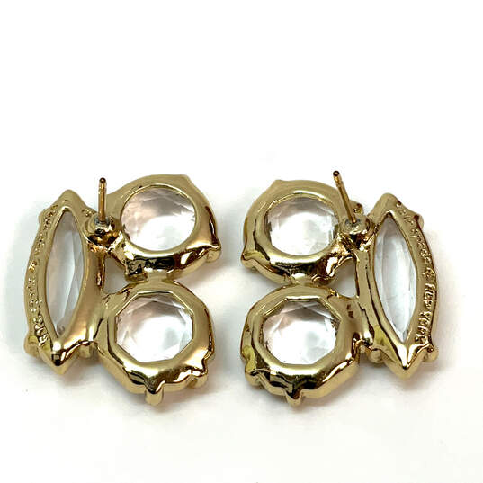 Designer Kate Spade Gold-Tone Clear Crystal Cut Stone Cluster Stud Earrings image number 4