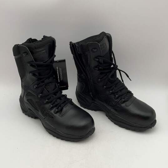 NWT Reebok Mens Black High-Top Lace-Up Steel Toe Combat Boots Size 7.5 image number 1