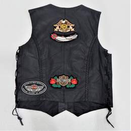 Hudson Leather Lace Up Vest Harley Davidson Pins and Patches Size XXL alternative image