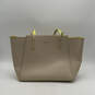 Womens Yellow Beige Leather Inner Pocket Zipper Double Handle Tote Bag image number 2