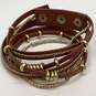 Designer Stella & Dot Maize Gold-Tone Leather Adjustable Wrap Bracelet image number 3