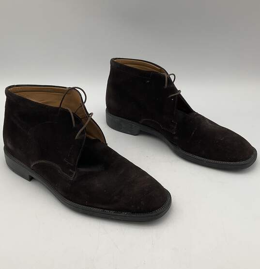Salvatore Ferragamo Dark Brown Suede Derby Shoes image number 2