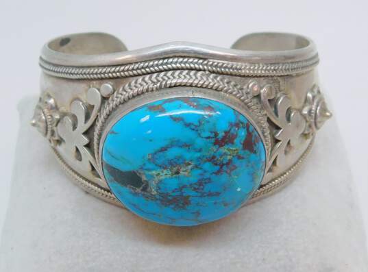 925 Chunky Turquoise Artisan Cuff Bracelet 71.7g image number 5