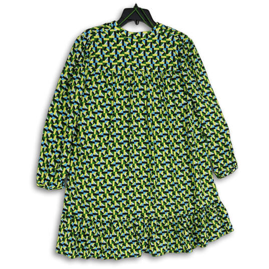 Womens Multicolor Geometric Split Neck Long Sleeve Mini Dress Size S image number 2