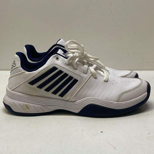 K-Swiss White Stripped Lace Up Trainer Sneakers Shoes Men's Size 10.5 image number 1