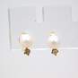 14K Yellow Gold Pearl Diamond Accent Ridged Square Earrings 3.1g image number 3