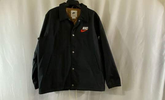 Nike Mens Navy Blue Cotton Long Sleeve Collared Button-Up Jacket Size Large image number 1