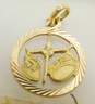 18K Yellow Gold Libra Scale Zodiac Etched Circle Pendant 2.2g image number 3