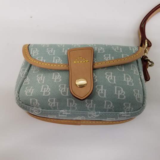 Buy the Dooney & Bourke Light Green Canvas Tan Leather Trim Handbag &  Wallet Set