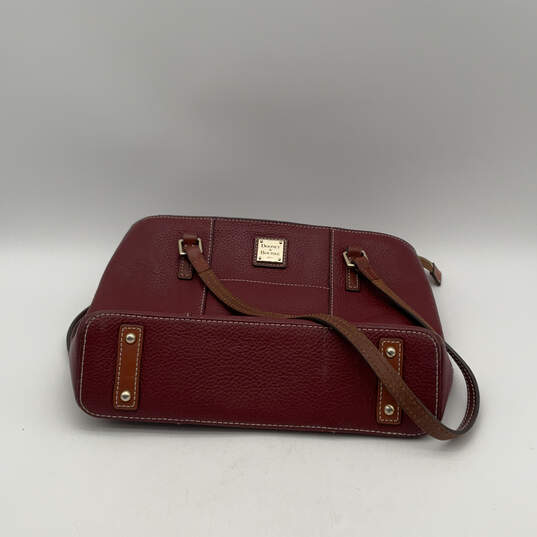Womens Red Leather Inner Pocket Bottom Studs Double Handle Shoulder Bag image number 2