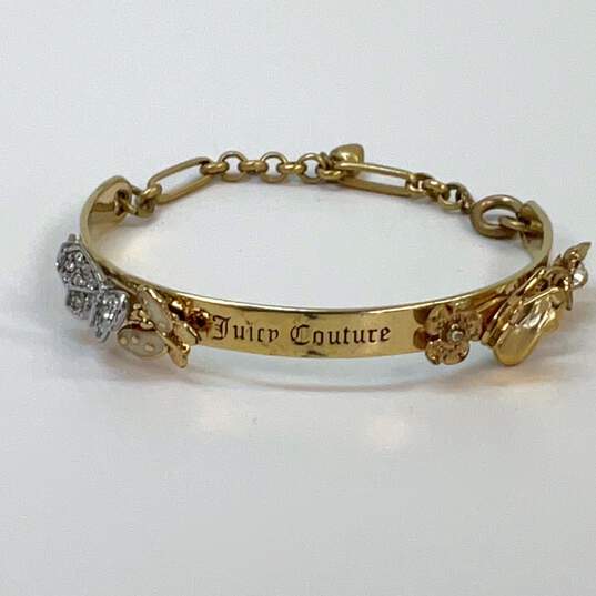 Designer Juicy Couture Gold-Tone Rhinestone Butterfly Bangle Bracelet image number 2