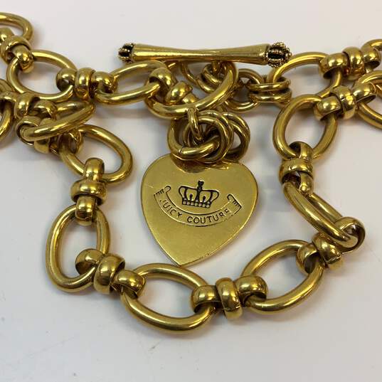 Designer Juicy Couture Gold-Tone Toggle Fashionable Link Chain Necklace image number 3