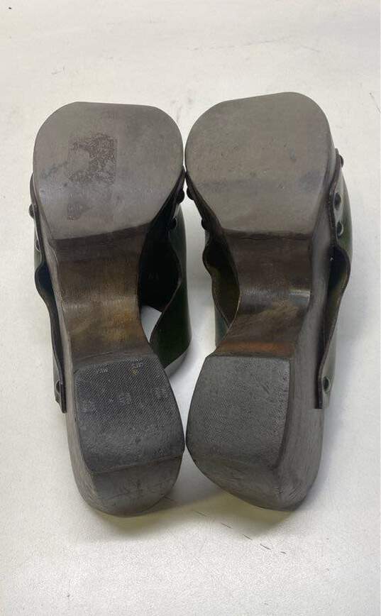 Robert Clergerie Leather Platform Mule Sandals Olive Green 10 image number 6