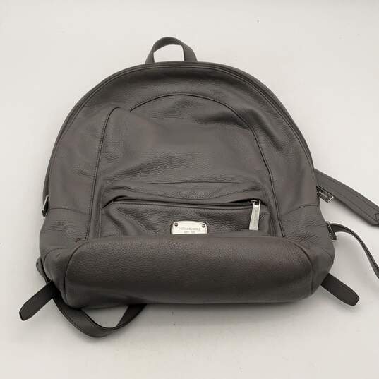 Michael Kors Womens Gray Leather Adjustable Shoulder Strap Zipper Backpack image number 1