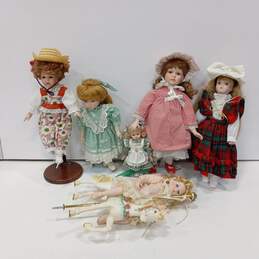 Lot of 5 Assorted Vintage Porcelain Dolls