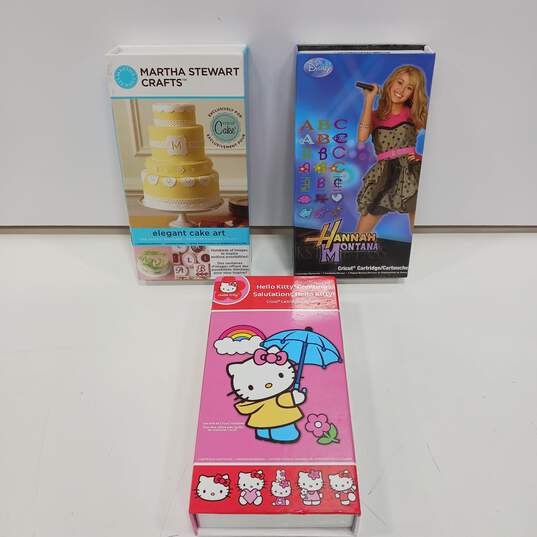 3 Assorted Cricut Crafts Cartridges Disney Hello Kitty Martha Stewart image number 1