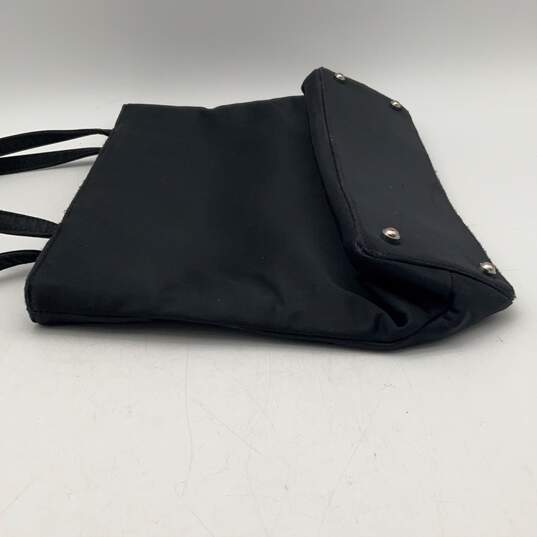 Womens Black Leather Double Handle Inner Pocket Bottom Stud Tote Bag image number 3