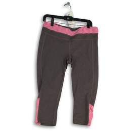 Womens Gray Pink Elastic Waist Pull On Activewear Capri Leggings Size XL