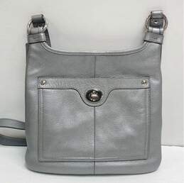 COACH 16533 Gray Silver Leather File Crossbody Bag