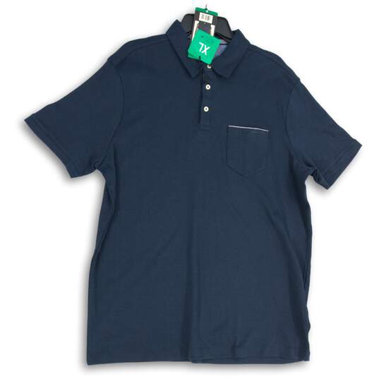 NWT Tahari Mens Blue Spread Collar Short Sleeve Polo Shirt Size XL image number 1