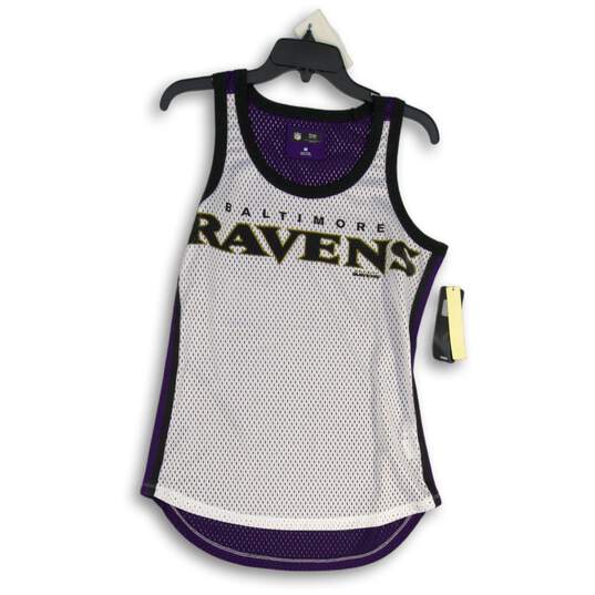 NWT NFL Womens White Purple Baltimore Ravens Football Tank Top Size Medium image number 1