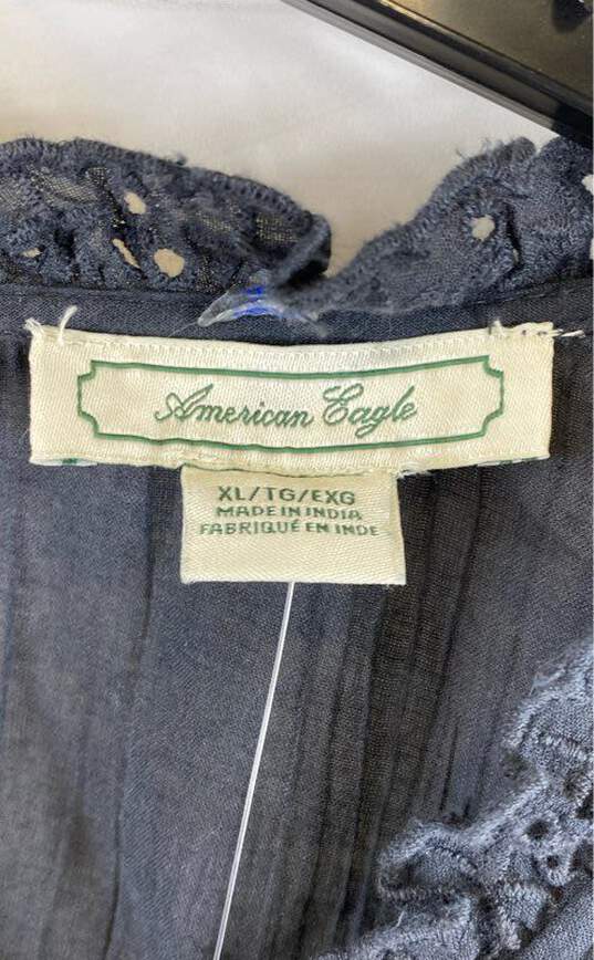 NWT American Eagle Outfitters Womens Black Cotton Wrap Front Blouse Top Size XL image number 4