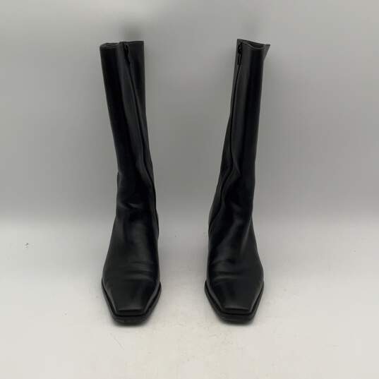 Stuart Weitzman Womens Black Leather Side Zip Tall Knee High Boots Size 6 image number 1