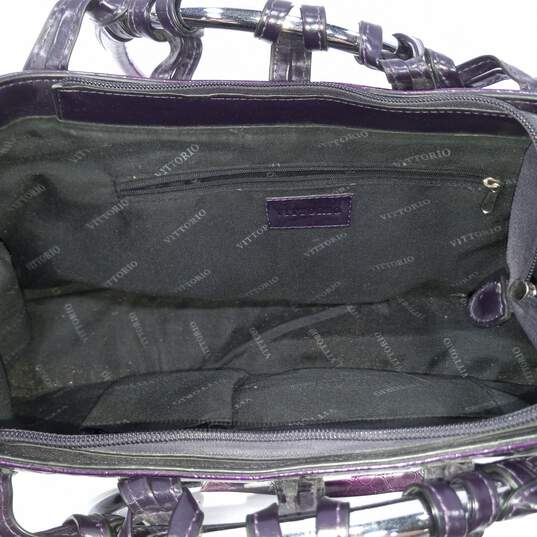 Vittorio Purple Patent Leather Animal Print Satchel Bag image number 6