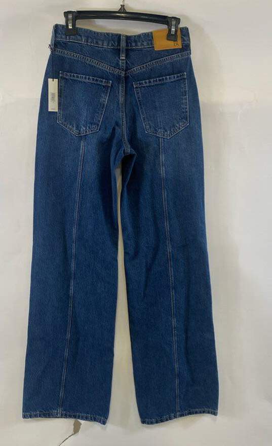 NWT Banana Republic Womens Blue Cotton Button-Fly Denim Wide-Leg Jeans Size 26 image number 2