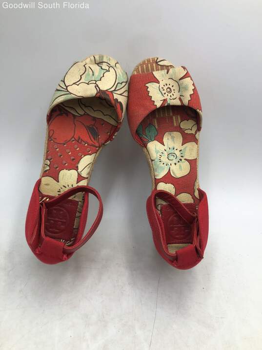 Tory Burch Red And Beige Womens Shoes Size 6 image number 4