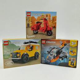 LEGO Creator 31111 Cyber Drone, 40517 Vespa, 40650 Land Rover Classic Defender