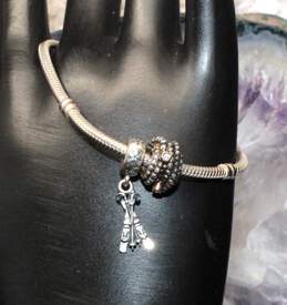 Pandora Sterling Silver Diamond Accent Bead & Ski Charm 6.5" Charm Bracelet alternative image
