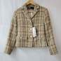 ZARA Women's Beige Brown Tweed Textured Plaid 3-Button Blazer Jacket Size S image number 1