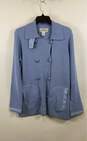 Bloomingdales Womens Blue Long Sleeve Collared Pockets Cardigan Sweater Size XL image number 1