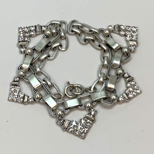 Designer Stella & Dot Silver-Tone Pave Clear Crystals Statement Necklace image number 2