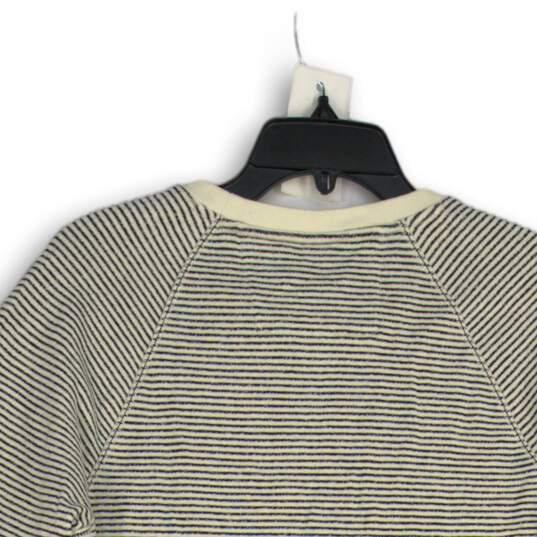 Womens White Black Striped Long Sleeve Crew Neck Pullover Sweater Size S image number 4