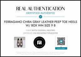 Salvatore Ferragamo Women's Gray Leather Peep Toe Heels Size 9 AUTHENTICATED alternative image