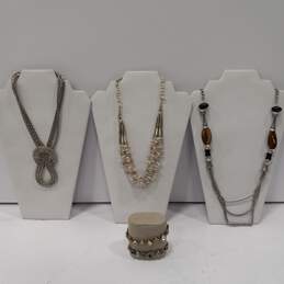 5 Pieces Of Silver-Tone Costume Jewelry
