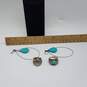 Sterling Silver Turquoise Dangle Earring Ring Sz 6 1/2 & 8 Bundle 3pcs 21.0g image number 6