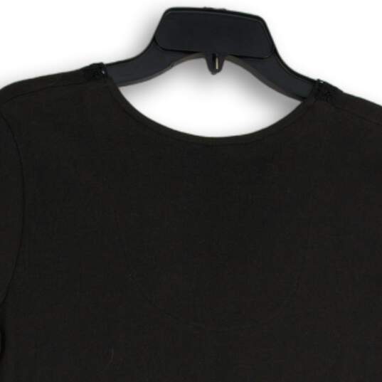 NWT Croft & Barrow Womens Black Short Sleeve Split Neck Pullover Blouse Top Sz S image number 4