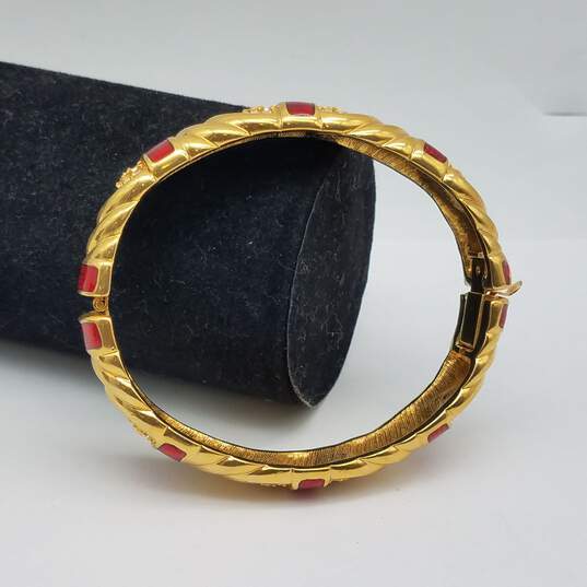 Joan Rivers Gold Tone Crystal Enamel Statement Hinge 7" Bracelet 54.9 image number 3