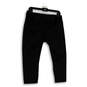 Womens Black Flat Front Elastic Waist Pull-On Cropped Leggings Size L image number 1