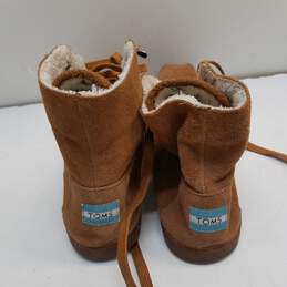 TOMS Brown Suede Shearling Lace Up Ankle Boots Women's Size 9 M alternative image