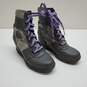 SOREL Lexie Wedge Boots Sz 3 Gray Silver Purple Laces Waterproof Leather image number 1