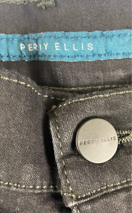 Perry Ellis Mens Black Denim Dark Wash Straight Leg Jeans Size 34x32 image number 3