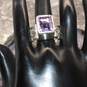 Artisan Sajen Signed Sterling Silver Amethyst Accent Ring Size 6.75 - 16.0g image number 1